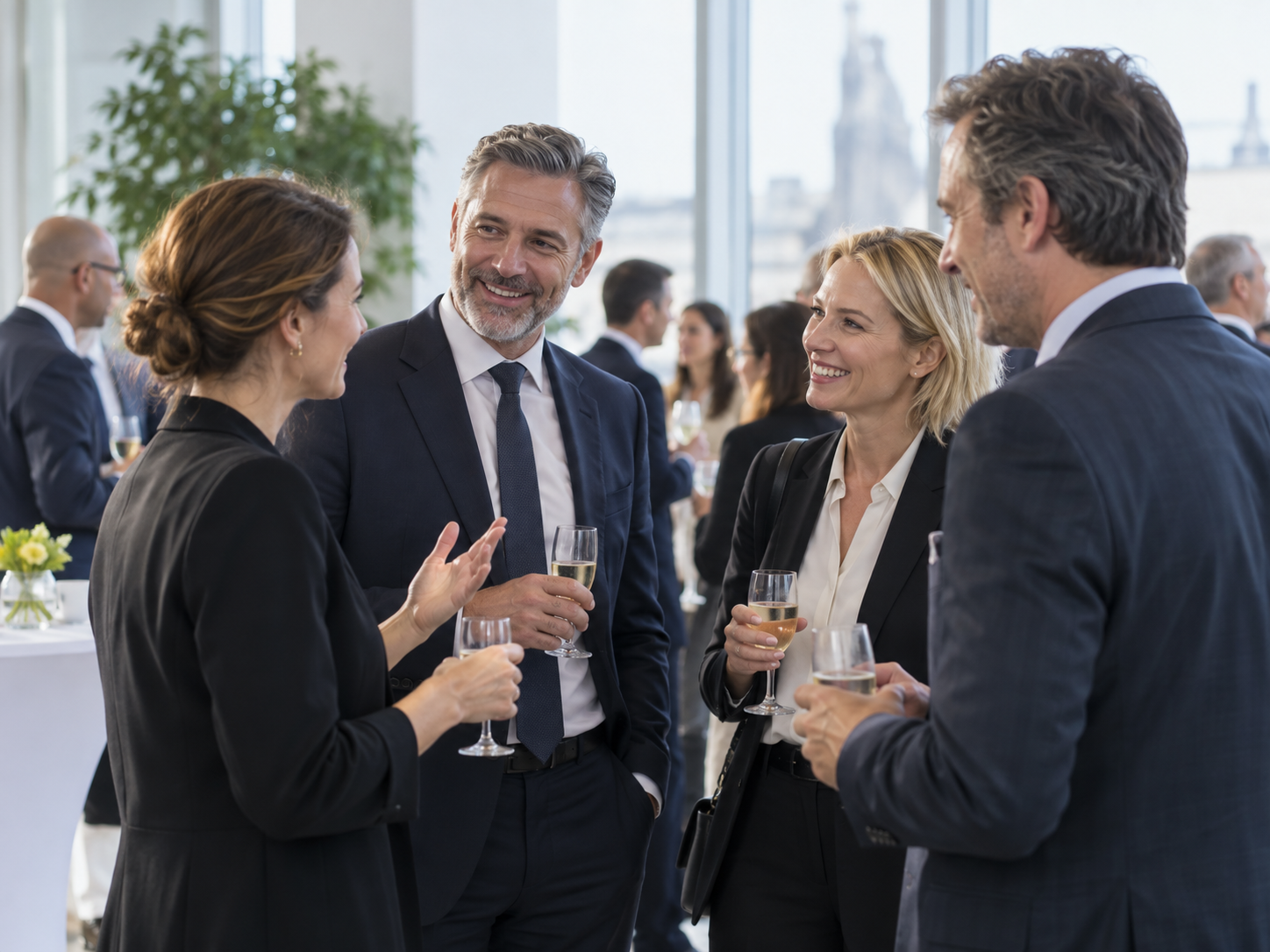 Image d’illustration : des professionnels échangent lors d’une réception de networking